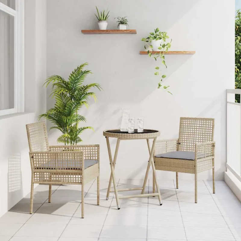 Sodo Bistro -setti 3 osaa, hiekanvärinen polyrattana