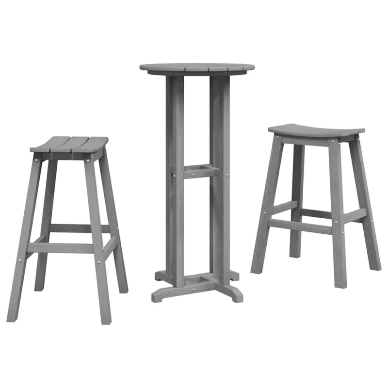 Sodo barokkompletti 3 kpl, vaaleanharmaa HDPE