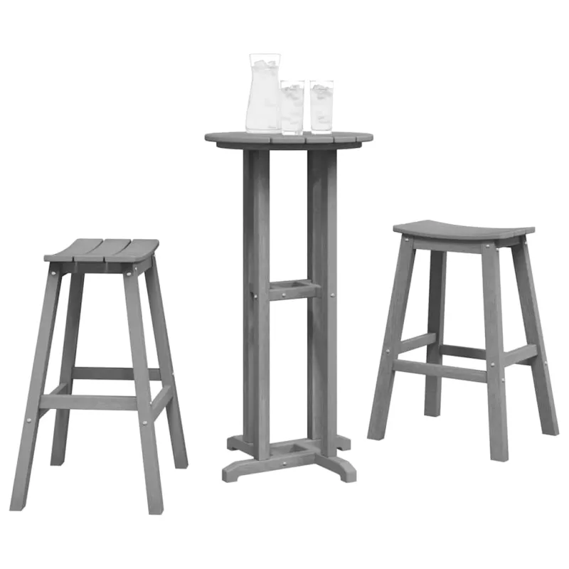 Sodo barokkompletti 3 kpl, vaaleanharmaa HDPE