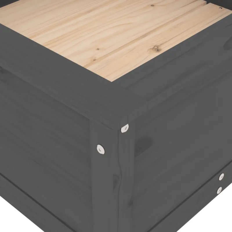 Sodo lovelis, pilkas, 82,5x82,5x39cm, pušies medienos masyvas