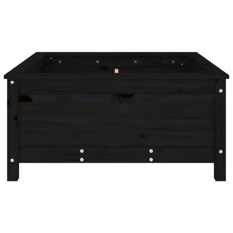 Sodo lovelis, juodas, 82,5x82,5x39cm, pušies medienos masyvas