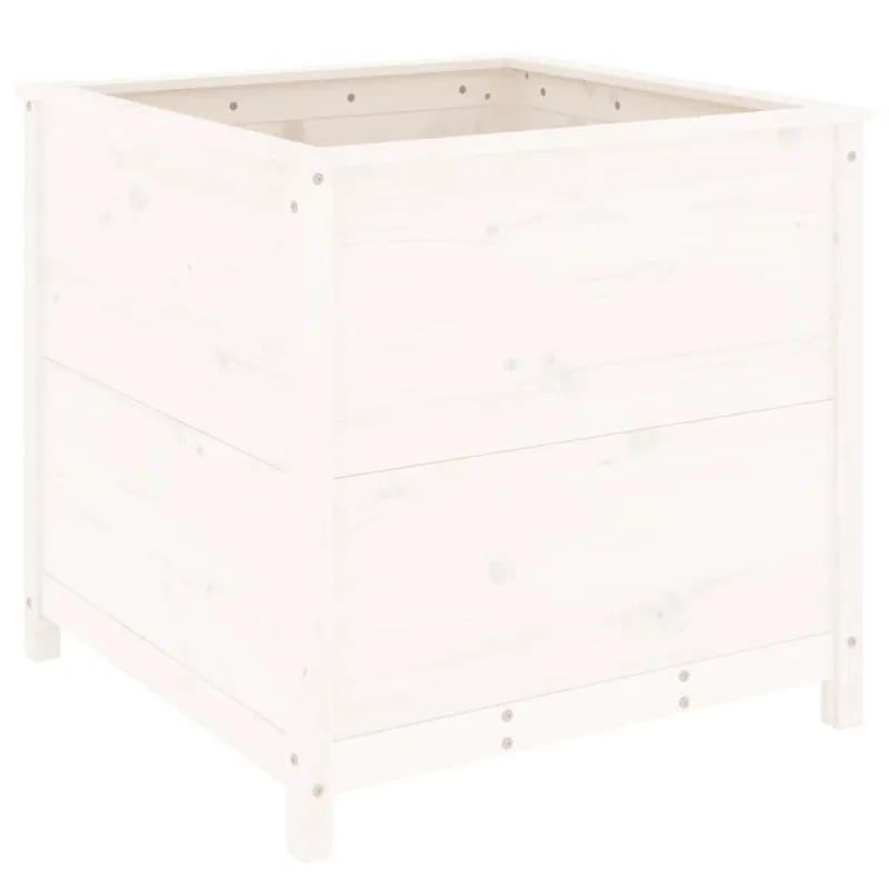 Sodo lovelis, baltas, 82,5x82,5x78cm, pušies medienos masyvas