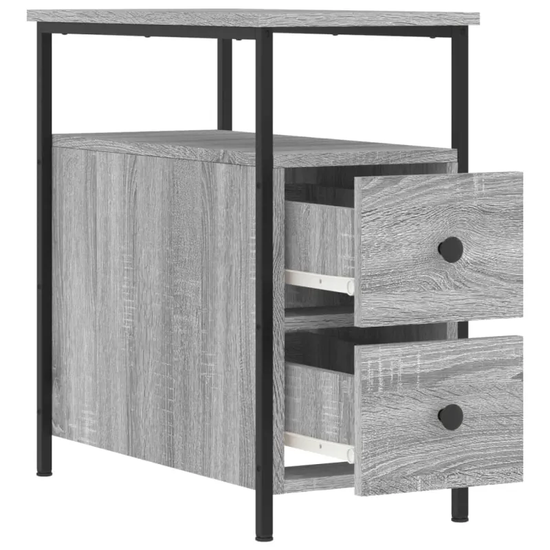 Naktinė spintelė, pilka ąžuolo, 30x60x60cm, apdirbta mediena