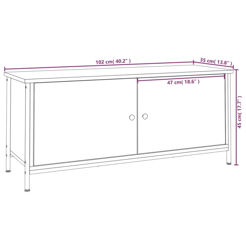 TV spintelė su durelėmis, dūminio ąžuolo, 102x35x45cm, mediena
