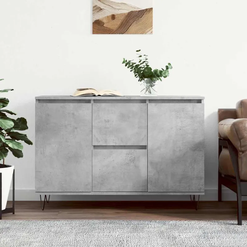 Šoninė spintelė, betono pilka, 101,5x35x70cm, apdirbta mediena
