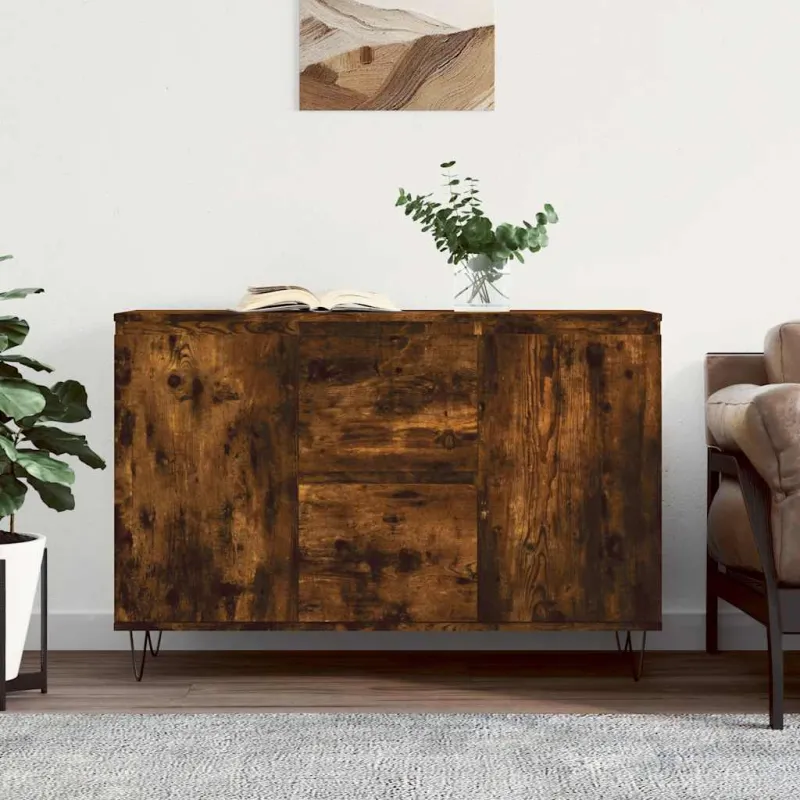 Šoninė spintelė, dūminio ąžuolo, 101,5x35x70cm, apdirbta mediena