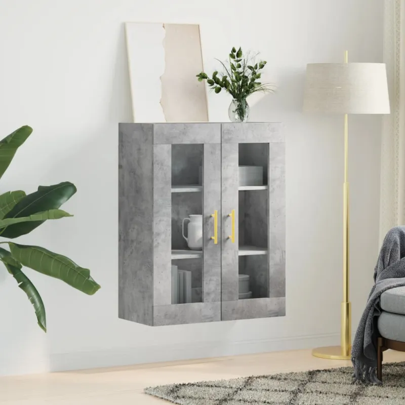 Prie sienos montuojama spintelė, betono pilka, 69,5x34x90cm