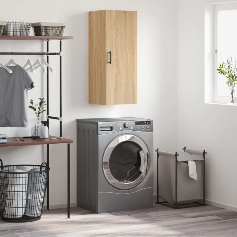 Prie sienos montuojama spintelė, sonoma ąžuolo, 34,5x34x90cm