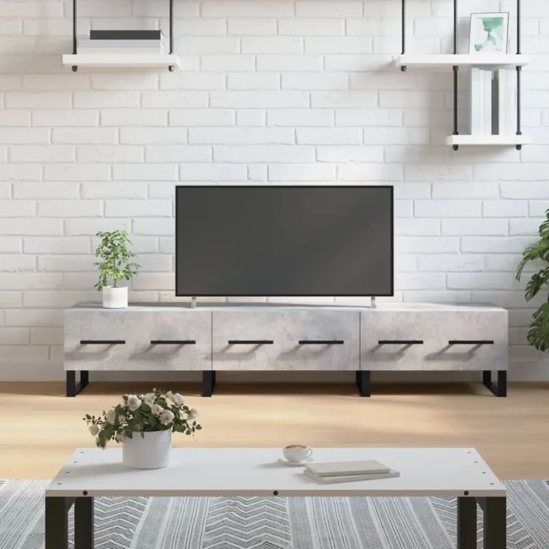Televizoriaus spintelė, betono pilka, 150x36x30cm, mediena