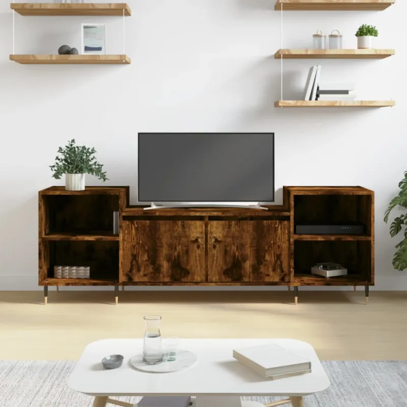 Televizoriaus spintelė, dūminio ąžuolo, 160x35x55cm, mediena