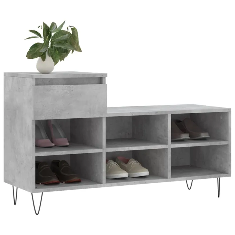 Spintelė batams, betono pilka, 102x36x60cm, apdirbta mediena