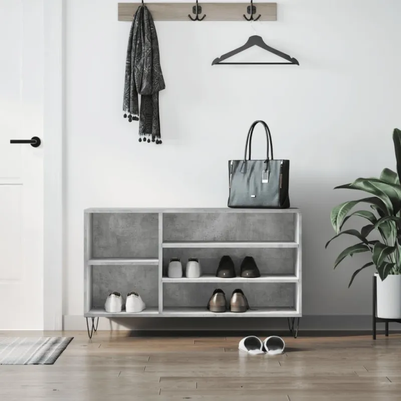 Spintelė batams, betono pilka, 102x36x60cm, apdirbta mediena