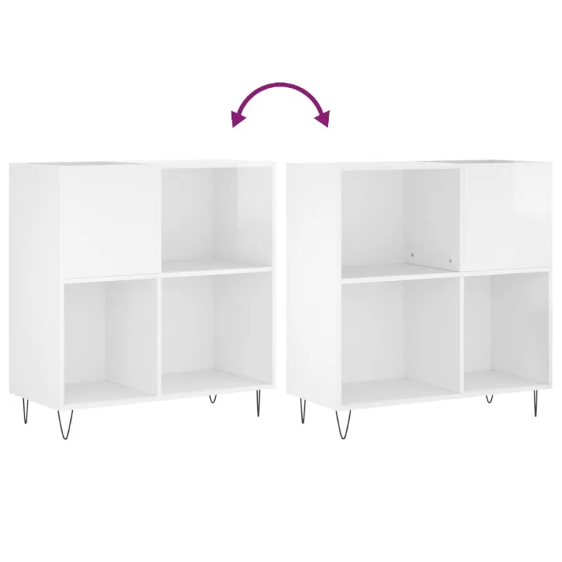 Vinilinių plokštelių spintelė, balta, 84,5x38x89cm, mediena