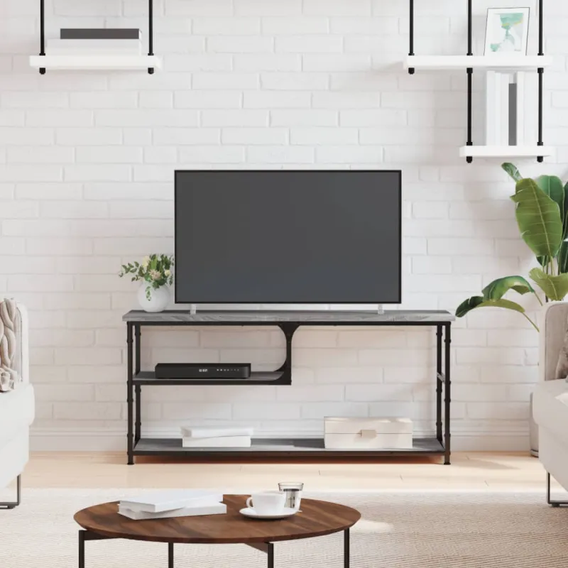 TV spintelė, pilka ąžuolo, 103x38x46,5cm, mediena/plienas