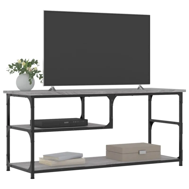 TV spintelė, pilka ąžuolo, 103x38x46,5cm, mediena/plienas