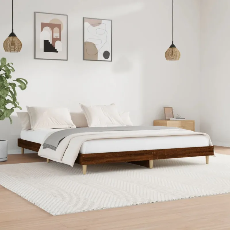 lovos rėmas be čiužinio rudas ąžuolas 200x200 cm
