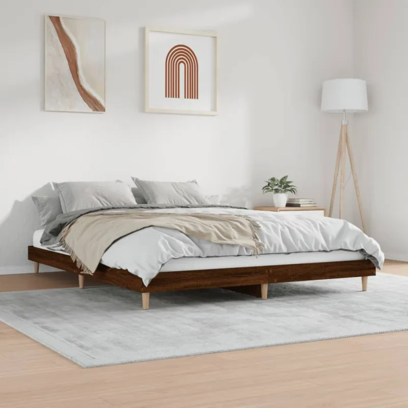 lovos rėmas be čiužinio rudas ąžuolas 200x200 cm