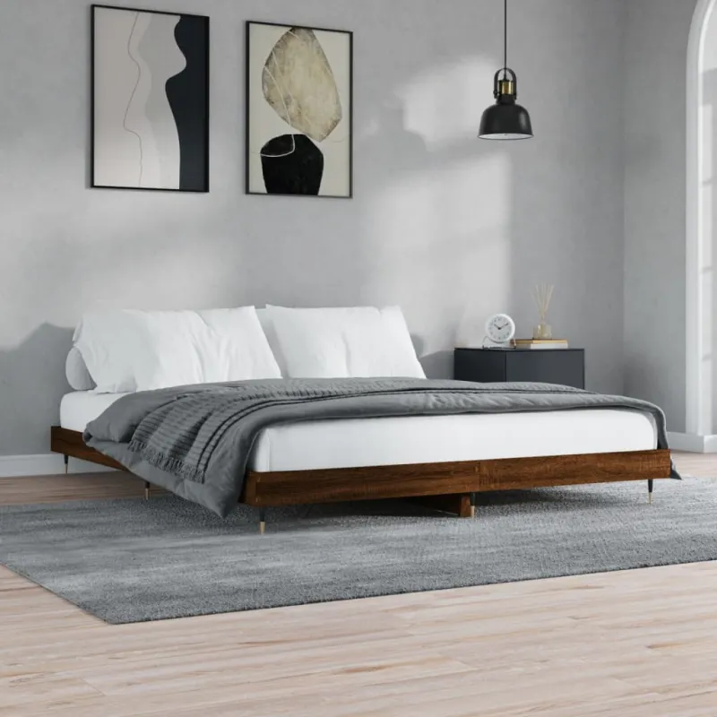 lovos rėmas be čiužinio rudas ąžuolas 200x200 cm