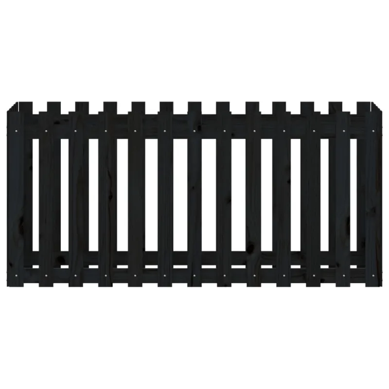 Sodo lovelis, juodas, 150x50x70cm, pušis, tvorelės dizaino