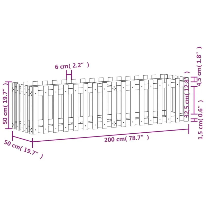 Sodo lovelis, juodas, 200x50x50cm, pušis, tvorelės dizaino