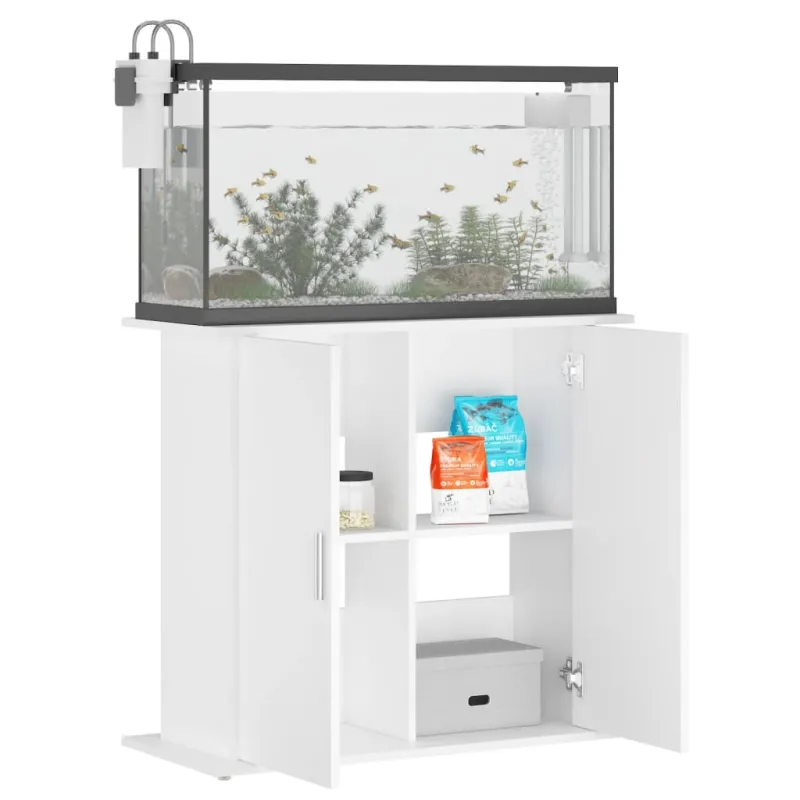 Akvariumo stovas, baltos spalvos, 81x36x73cm, apdirbta mediena