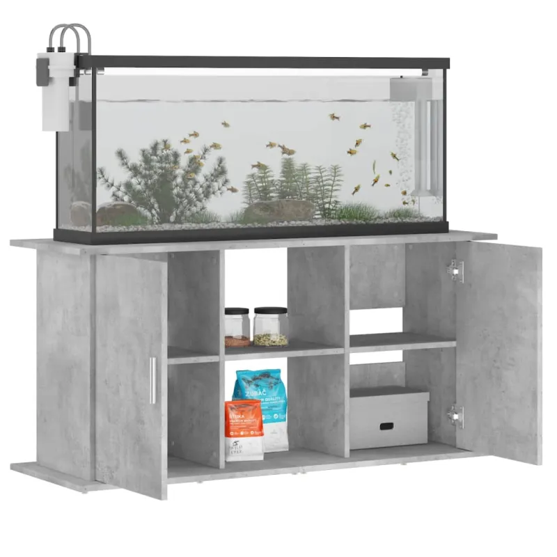 Akvariumo stovas, betono pilkas, 121x41x58cm, inžinerinė mediena