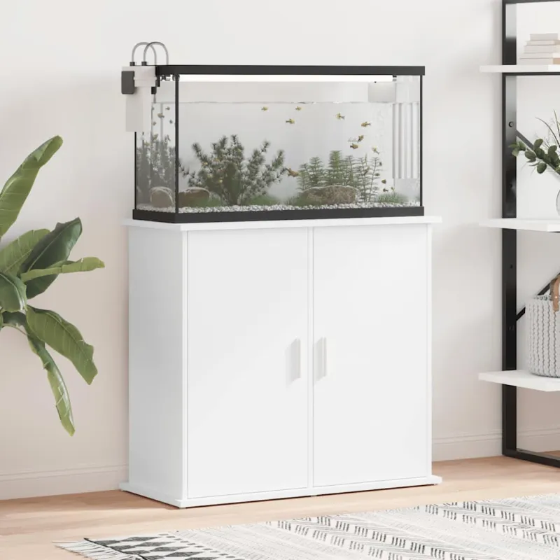 Akvariumo stovas, baltos spalvos, 81x36x73cm, apdirbta mediena
