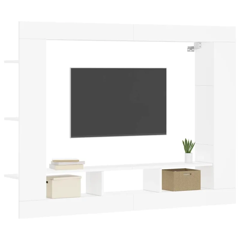 Televizoriaus spintelė, balta, 152x22x113cm, apdirbta mediena