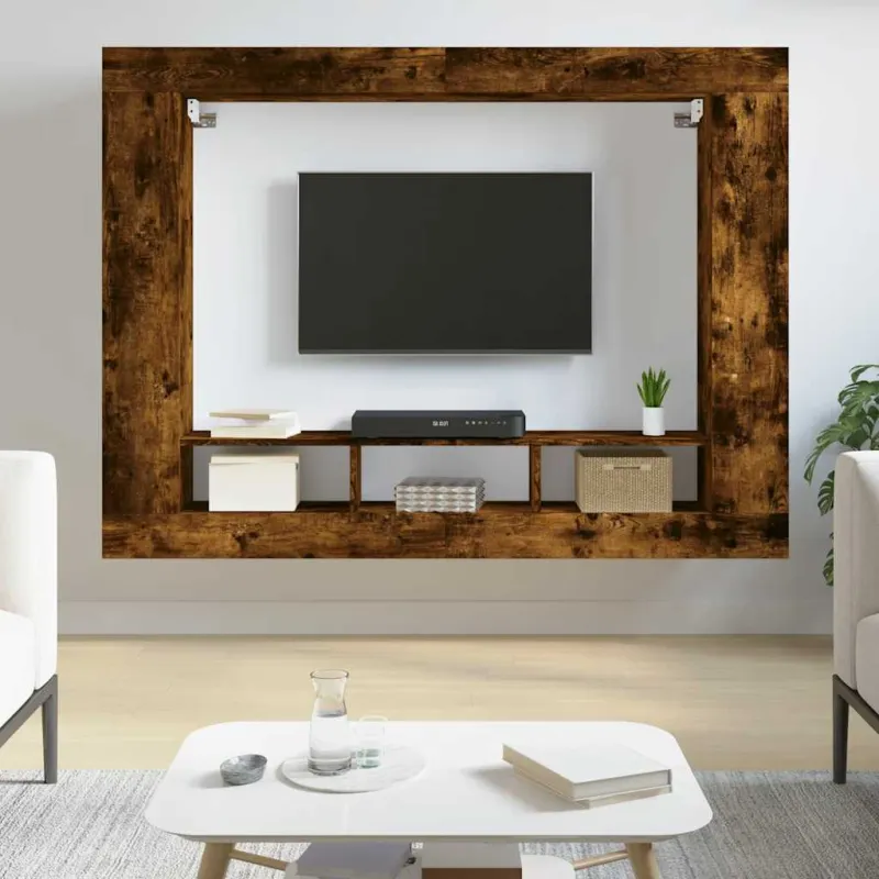 Televizoriaus spintelė, dūminio ąžuolo, 152x22x113cm, mediena