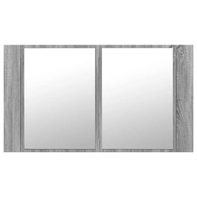 Veidrodinė vonios spintelė su LED, pilka, 80x12x45cm, akrilas