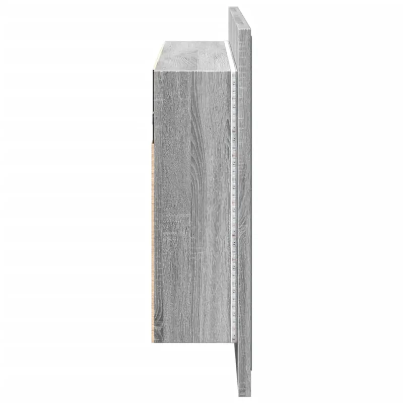 Veidrodinė vonios spintelė su LED, pilka, 80x12x45cm, akrilas