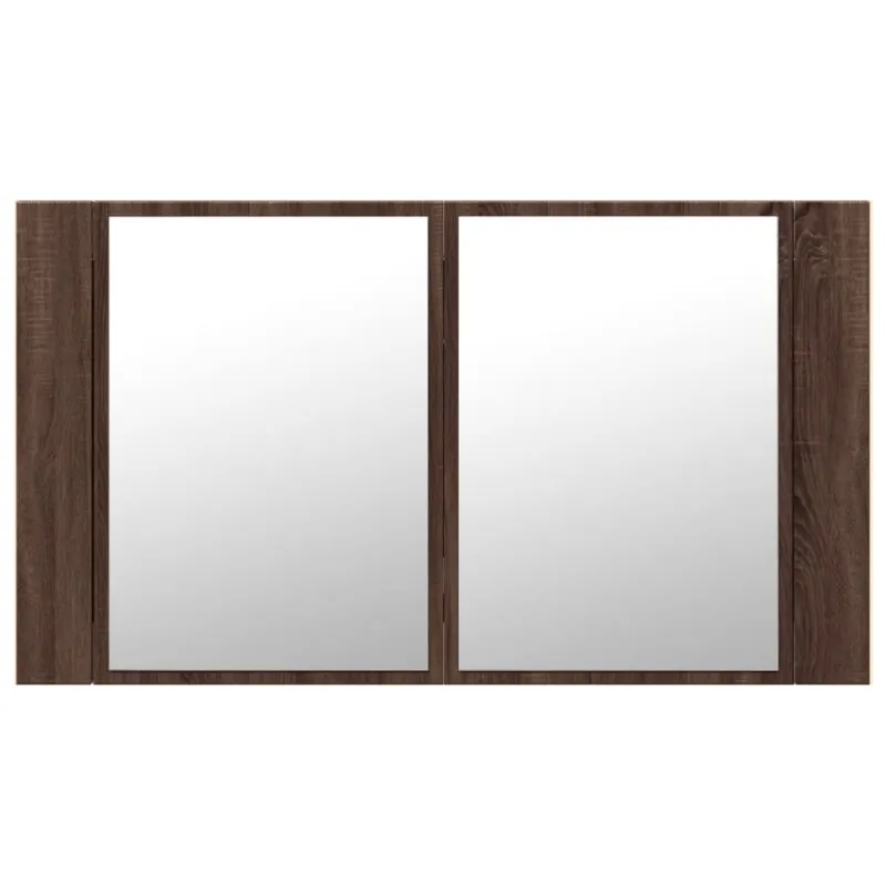 Veidrodinė vonios spintelė su LED, ruda, 80x12x45cm, akrilas