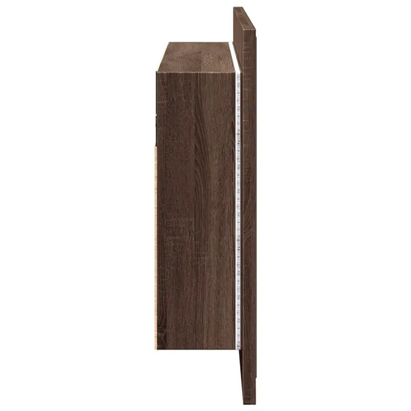 Veidrodinė vonios spintelė su LED, ruda, 80x12x45cm, akrilas