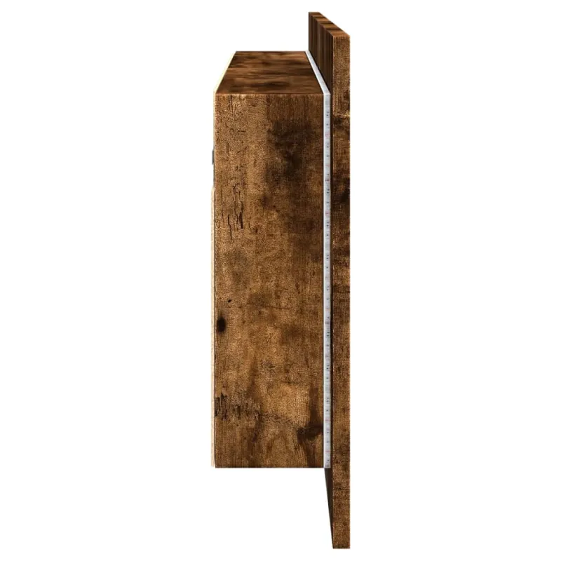 Veidrodinė vonios spintelė su LED, dūminio ąžuolo, 100x12x45cm