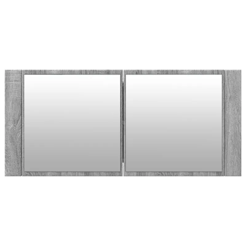Veidrodinė vonios spintelė su LED, pilka ąžuolo, 100x12x45cm