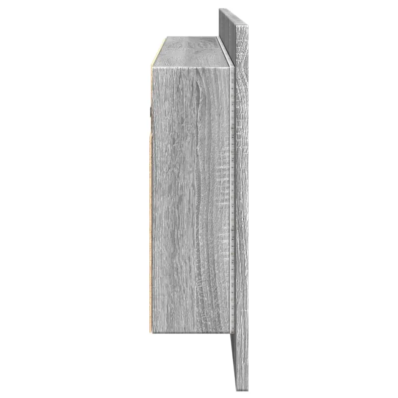 Veidrodinė vonios spintelė su LED, pilka ąžuolo, 100x12x45cm