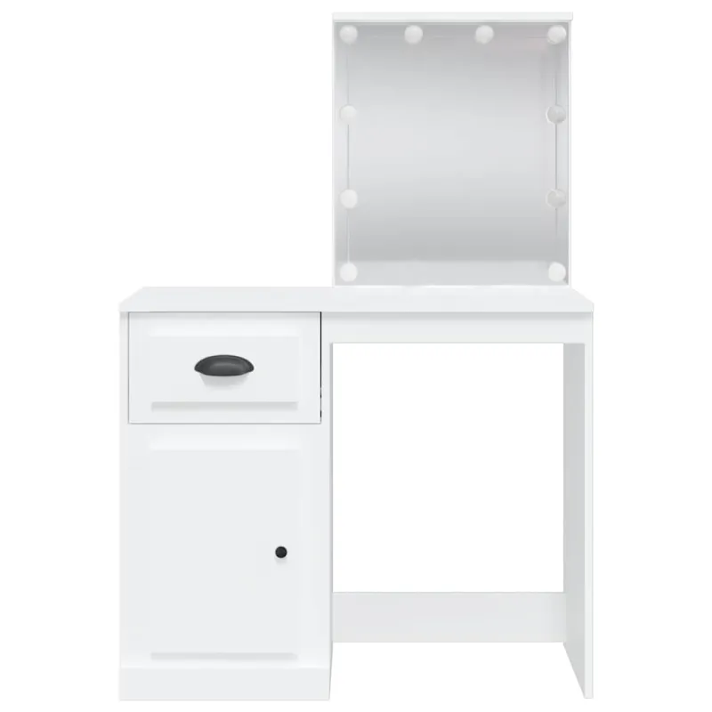 Kosmetinis staliukas su LED lemputėmis, baltas, 90x42x132,5cm