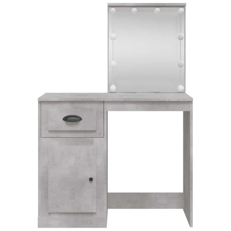 Kosmetinis staliukas su LED lemputėmis, betono, 90x42x132,5cm