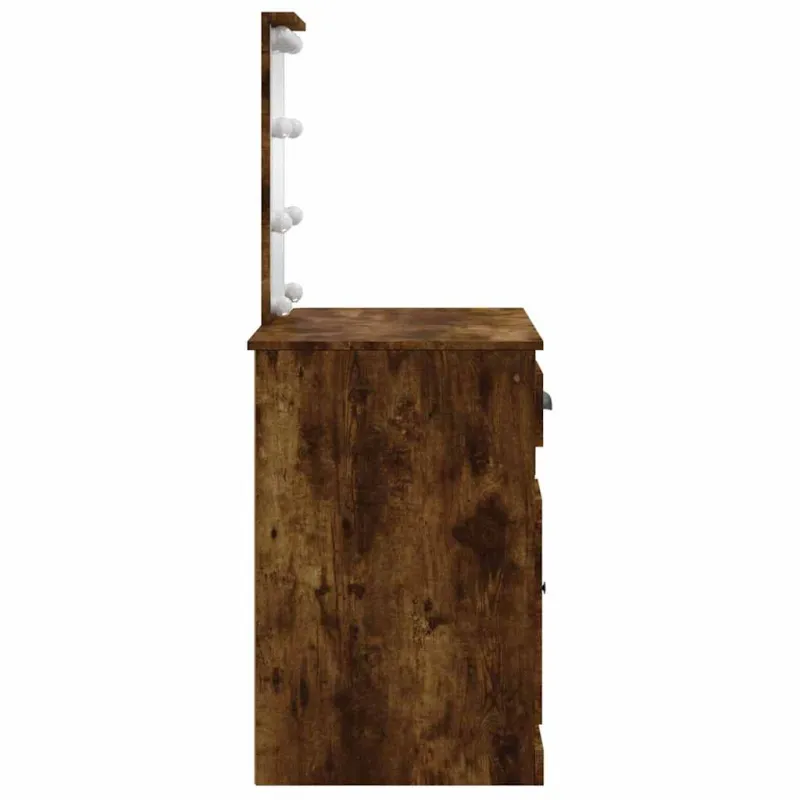 Kosmetinis staliukas su LED lemputėmis, dūminis, 90x42x132,5cm