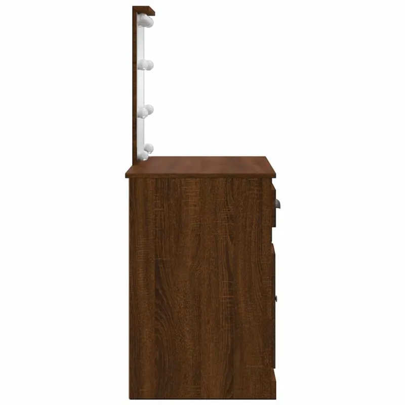 Kosmetinis staliukas su LED lemputėmis, rudas, 90x42x132,5cm