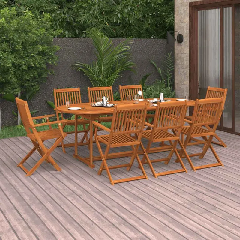 Sodo ruokailukokonaisuus, 9 osaa, 220x90x75 cm, akaasia