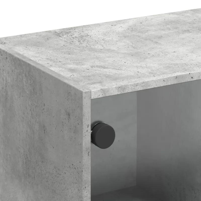 TV spintelė su stiklinėmis durelėmis, betono, 102x37x42cm