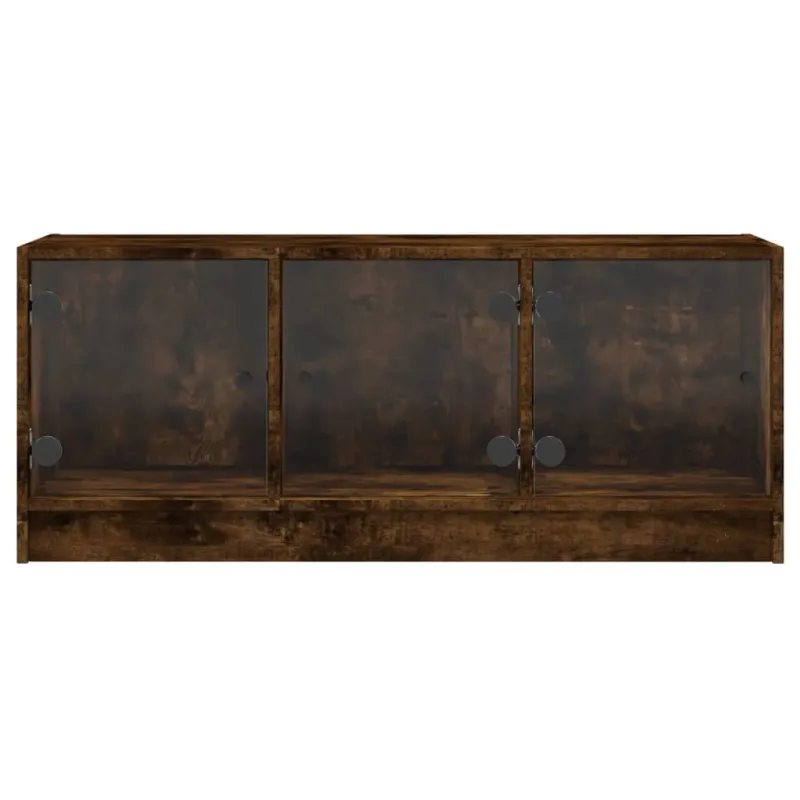 TV spintelė su stiklinėmis durelėmis, dūminė, 102x37x42cm