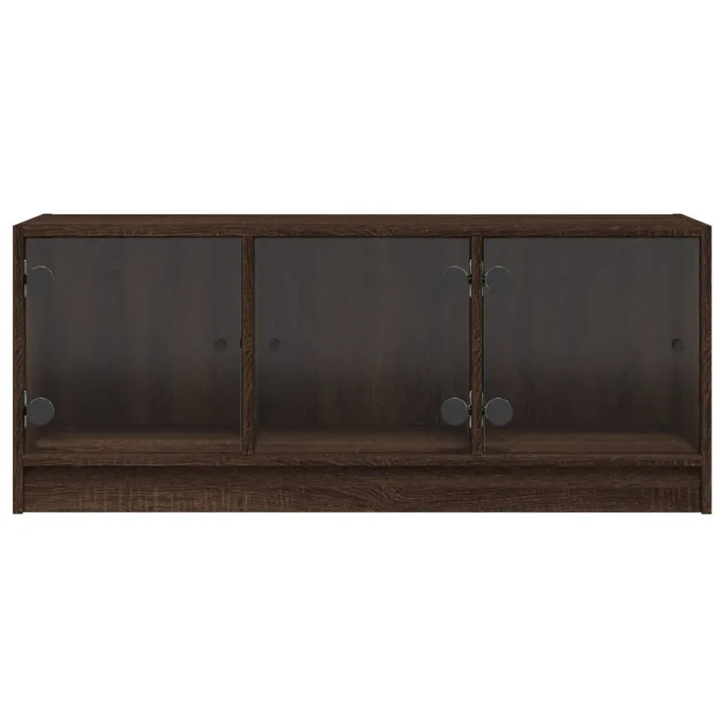 TV spintelė su stiklinėmis durelėmis, ruda ąžuolo, 102x37x42cm