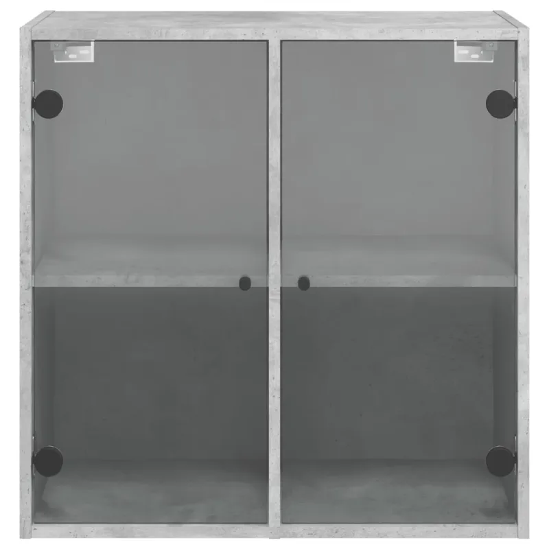 Sieninė spintelė su stiklinėmis durelėmis, betono, 68x37x68,5cm