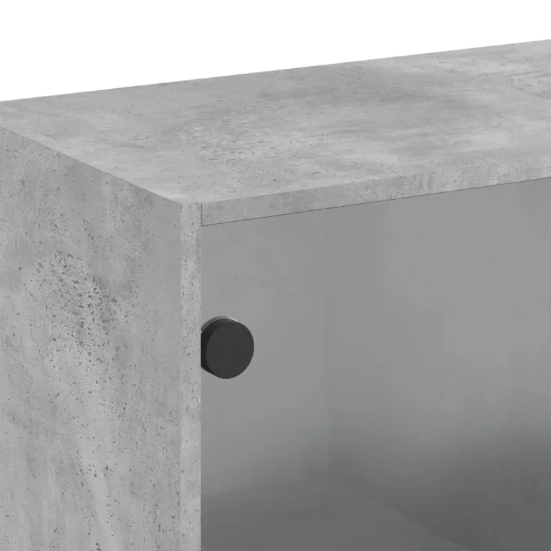Sieninė spintelė su stiklinėmis durelėmis, betono, 68x37x68,5cm