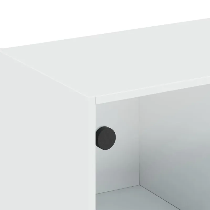Sieninė spintelė su stiklinėmis durelėmis, balta, 102x37x35cm
