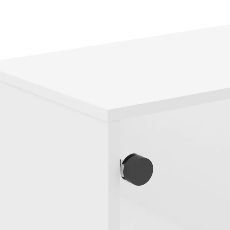 TV spintelė su stiklinėmis durelėmis, balta, 102x37x50cm
