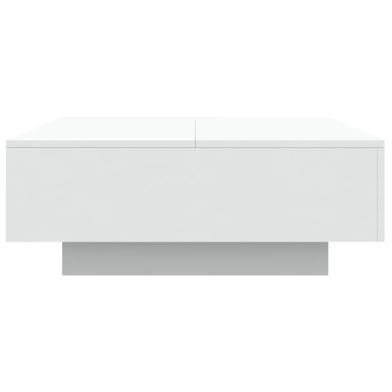 Kavos staliukas su LED lemputėmis, baltos spalvos, 80x80x31cm