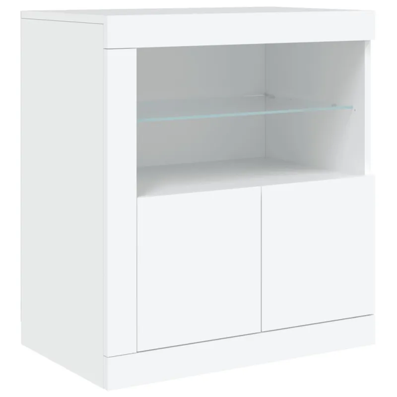 Šoninė spintelė su LED lemputėmis, baltos spalvos, 60,5x37x67cm
